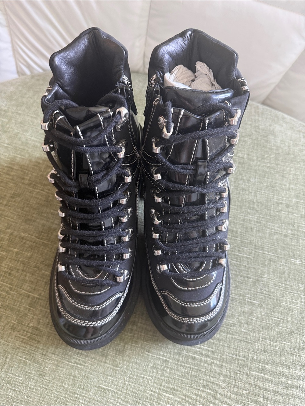 Jeffrey Campbell Black Lace-Up Chunky Hiker Boots